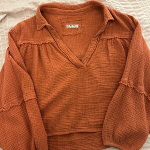 We The Free Terracotta V-Neck Blouse